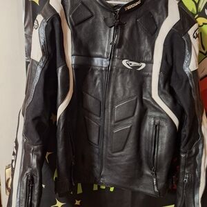 Motorcross TEKNIC Black and White Leather Jacket